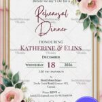 Blush & Burgundy Blooms Rehearsal Dinner Invitation Card with Gold Accents and Dusty Rose