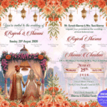 Luxurious North Indian Wedding Invitation Card with Romantic Scene of Bride and Groom From The Back