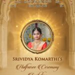Mahal Theme Half Saree Ceremony Invitation Video with Add Photo, Cartoon Family and Floral Decor
