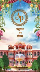 Royal Rajasthani Palace Minimal Hindi Wedding Invitation Video with Fountain, Haldi and Sangeet
