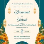 Vivaha Patrika The Essence of Indian Weddings Invitation Video with Hanging Lamps and Marigold Design