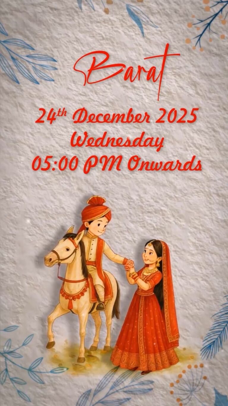 World's Best AI Wedding Invitation Video with Couple Illustration and Save The Date, Haldi, Mehndi, Sangeet, Barat, Varmala, Phere, Reception