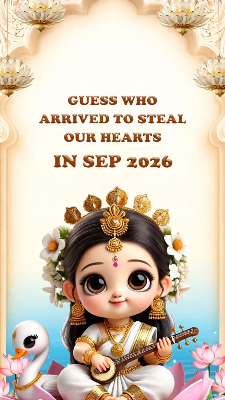 3D Saraswathi Theme Baby Announcement Video with Veena and Lotus Motif