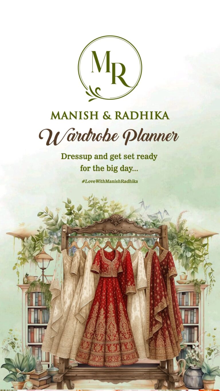 Bride and Groom Rack Wardrobe Planner Wedding Invitation Video with Dress Code and Haldi Nasti, Sangeet, Cocktail, After Party, Reception