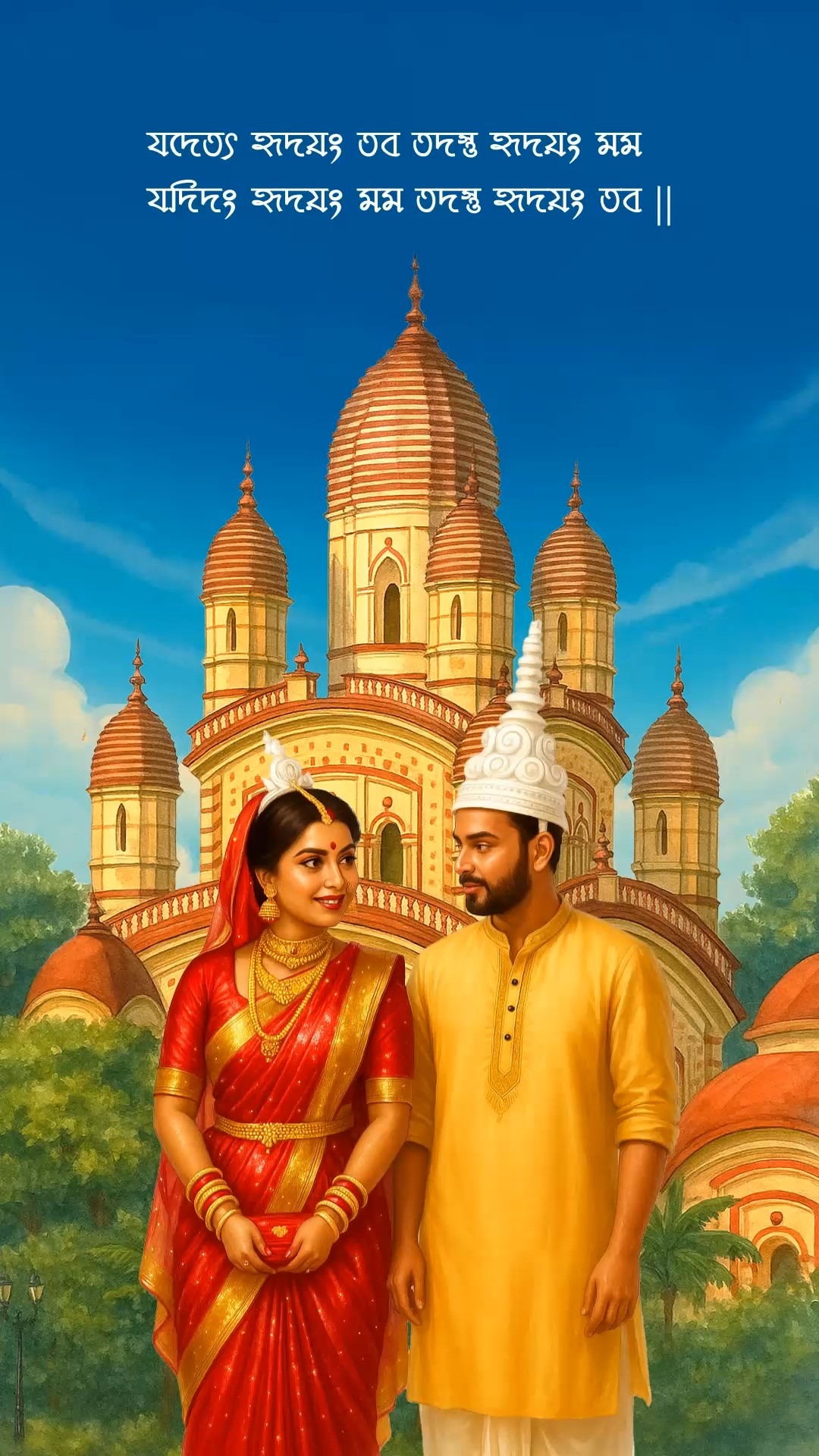 Classic Movie Theme Bengali Wedding Invitation Video with Couple Portrait, Ethnic Outfits and Reception