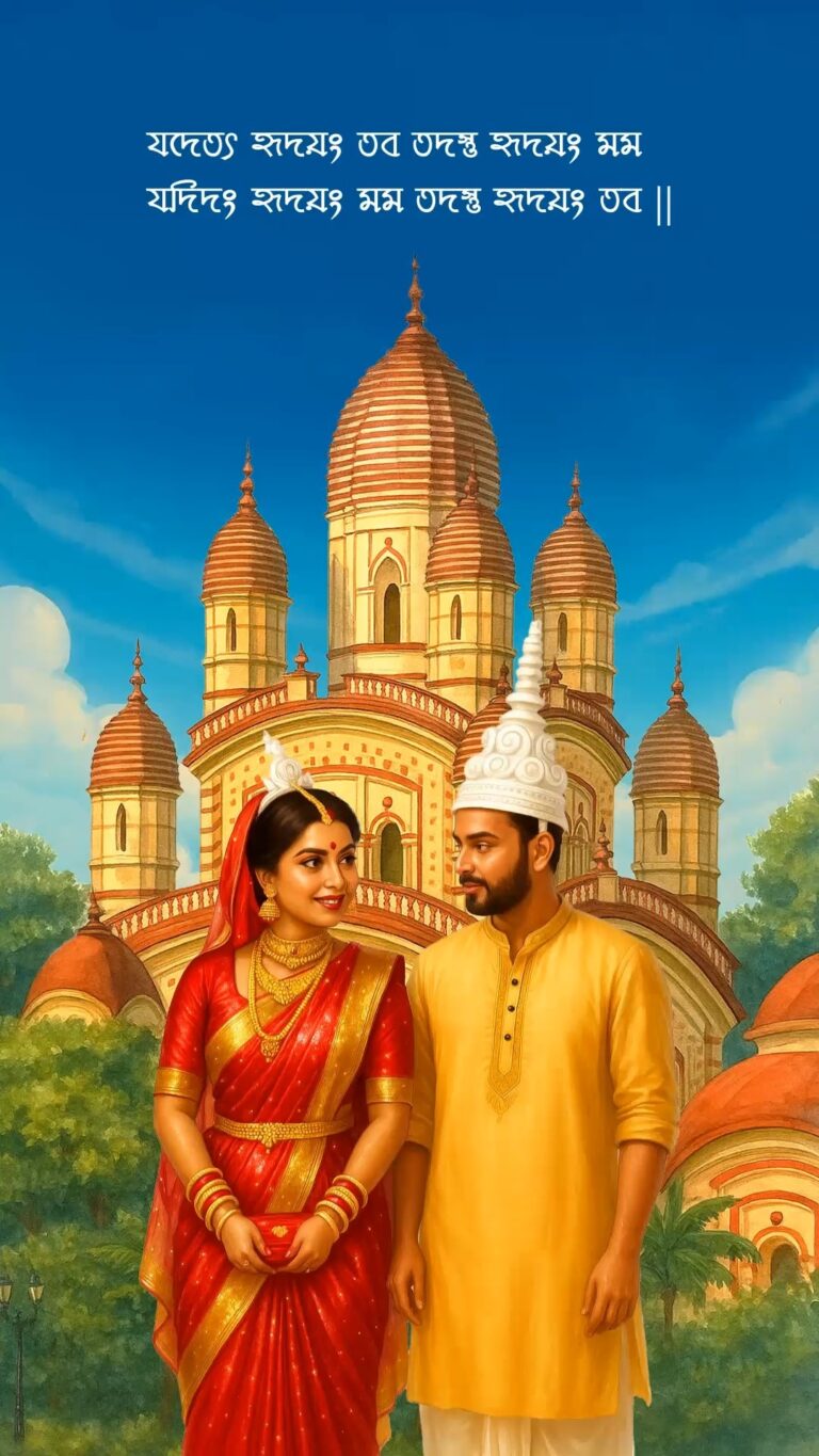 Classic Movie Theme Bengali Wedding Invitation Video with Couple Portrait, Ethnic Outfits and Reception