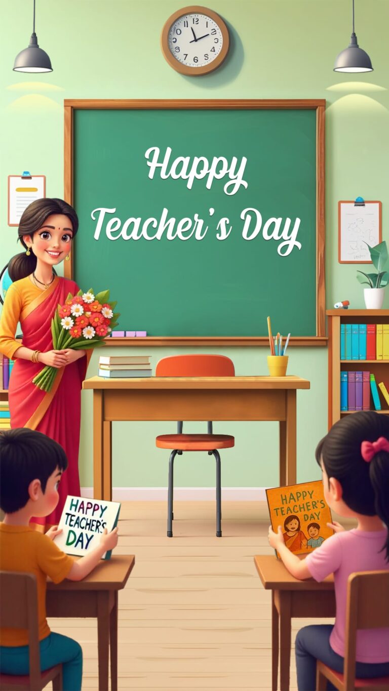 Classroom Teacher’s Day Invitation Video with Students Holding Greeting Cards