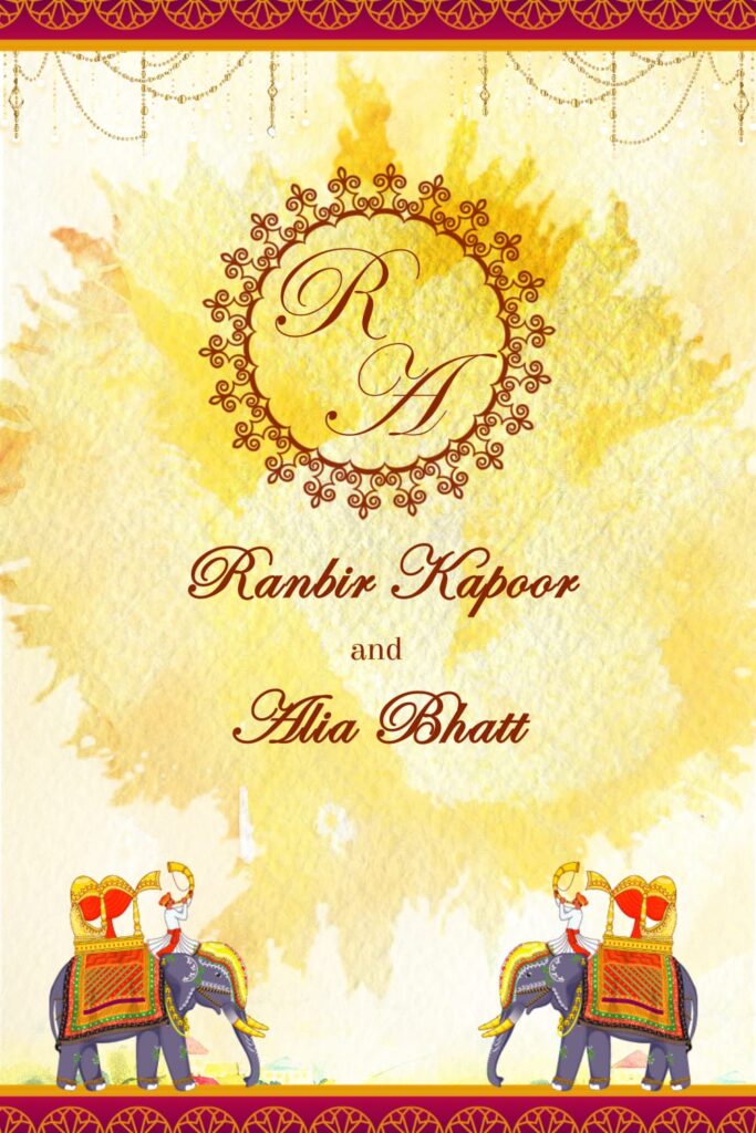 Marigold Theme Minimalist Wedding Invitation Video with Elephant Illustration and Reception