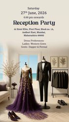 Modern Wardrobe Planner Wedding Invitation Video with Dress Code, Fashion Display and Haldi, Sangeet with Cocktail, After Party, Reception