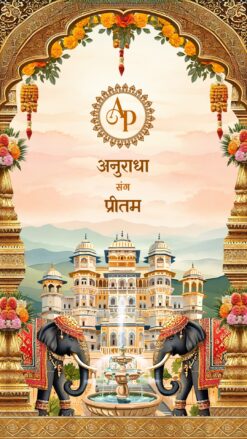 Royal Palace Theme Minimalist Rajasthani Wedding Invitation Video with Haldi, Mehendi, Sangeet, Reception