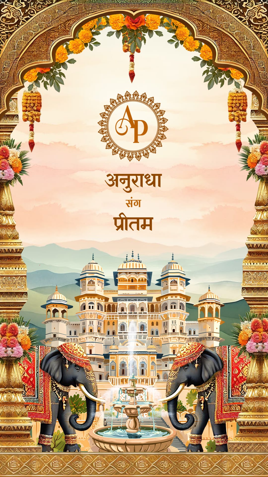 Royal Palace Theme Minimalist Rajasthani Wedding Invitation Video with Haldi, Mehendi, Sangeet, Reception