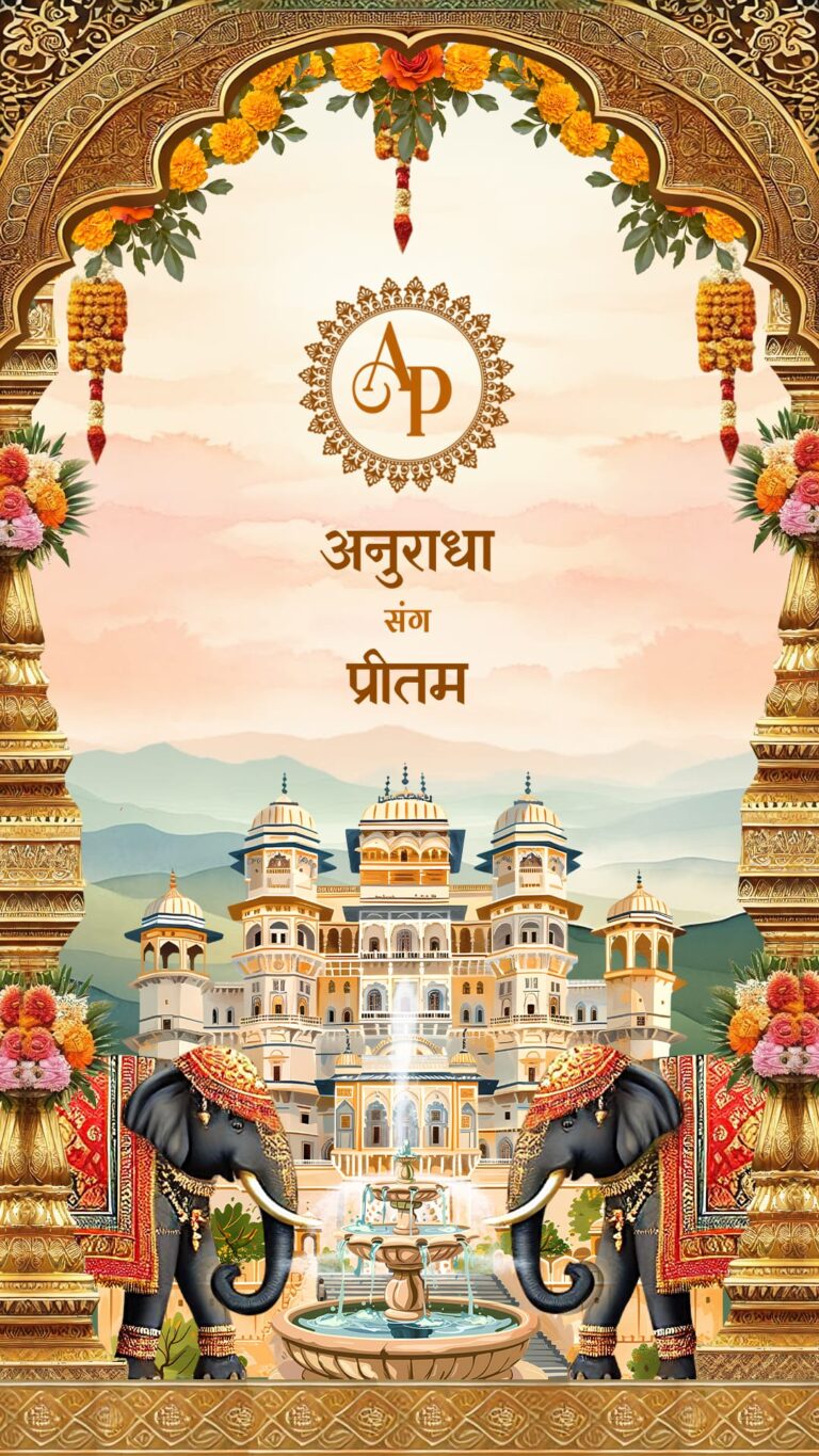Royal Palace Theme Minimalist Rajasthani Wedding Invitation Video with Haldi, Mehendi, Sangeet, Reception
