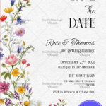 Save the Date Invitation Card Featuring Wildflowers and Classic Script for a Romantic Garden Wedding