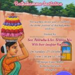 Festivity Traditional Bathukamma Invitation Card with Telangana Theme