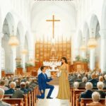 Christian Engagement invitation video with Romantic Aisle Scene, Gold Accents and Save the Date
