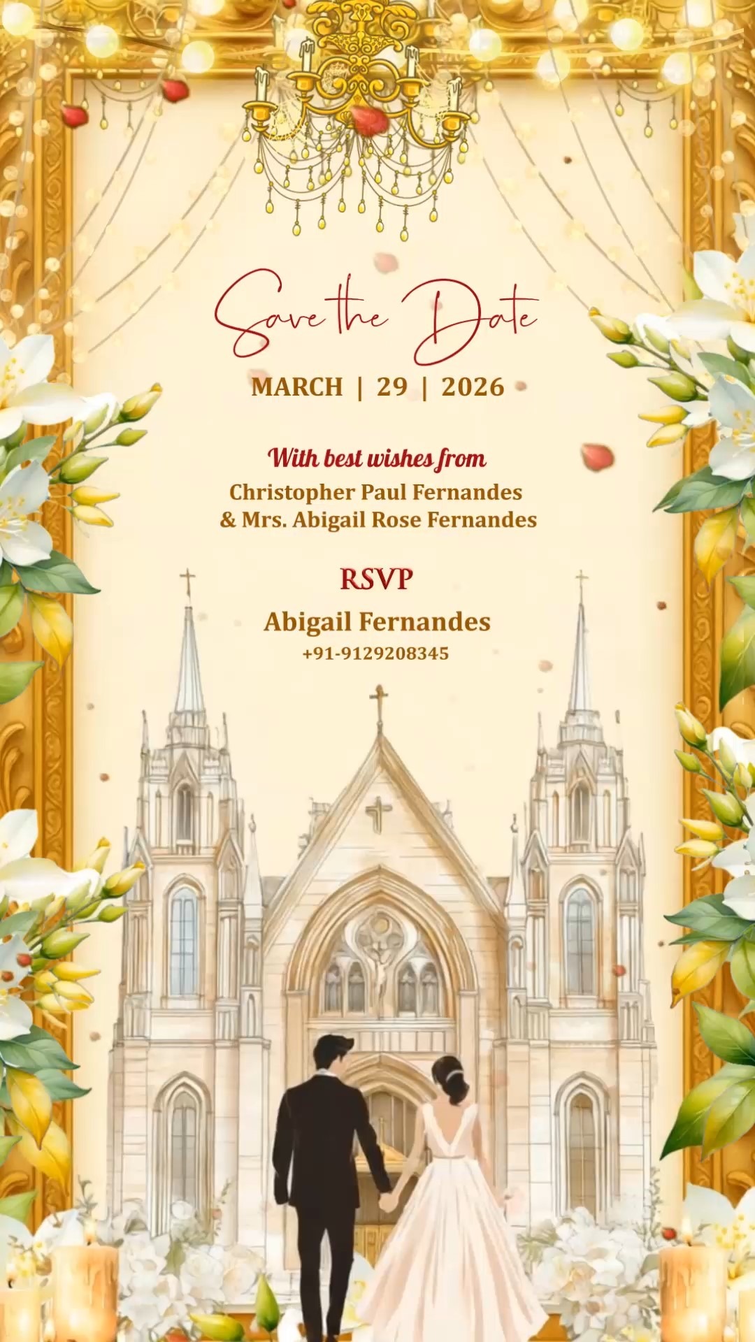 Christian Western Theme Wedding Save the Date Video With Bride-Groom Illustration and Reception