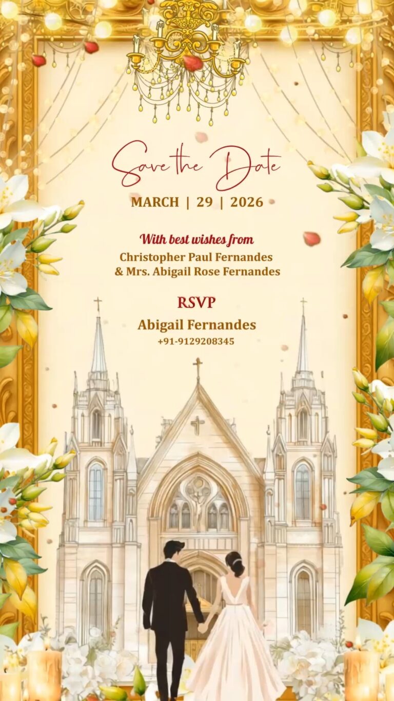 Christian Western Theme Wedding Save the Date Video With Bride-Groom Illustration and Reception