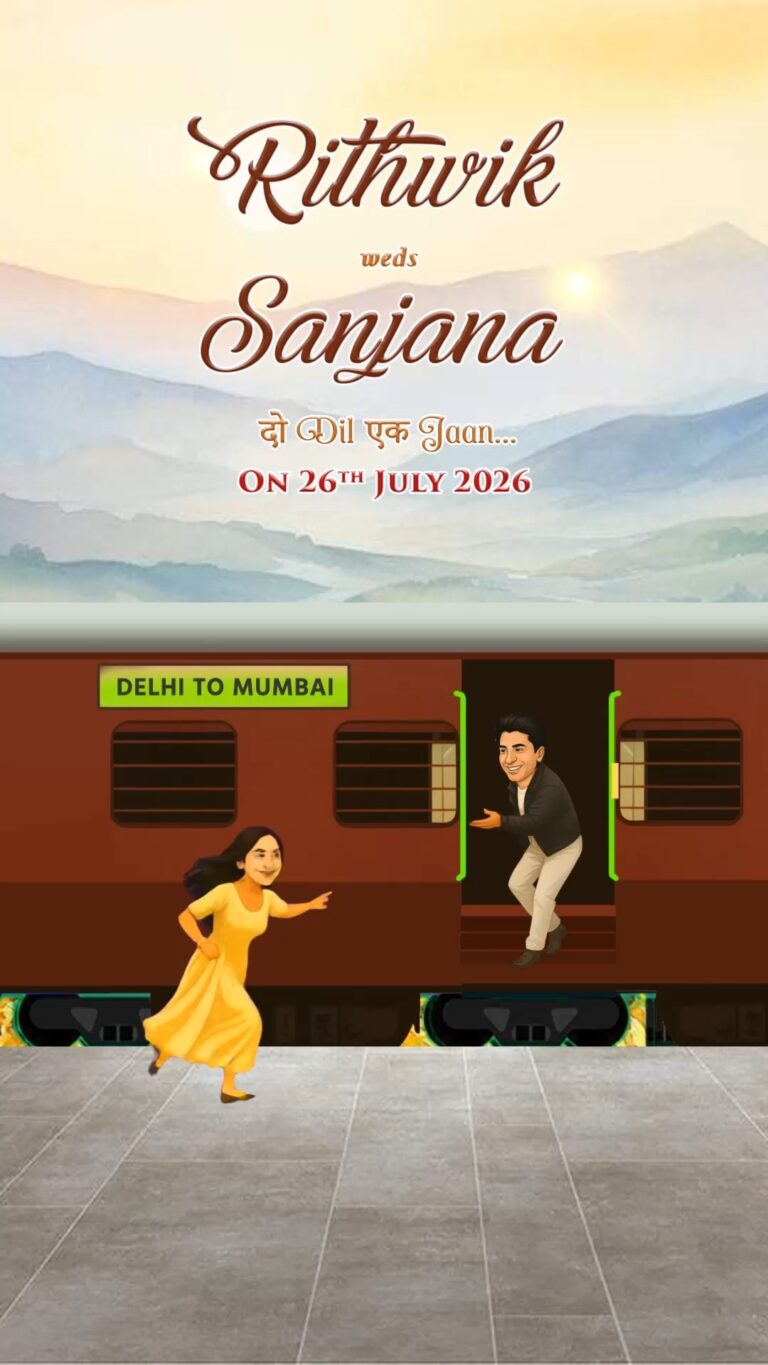 Creative Classic Cinematic DDLJ Theme Wedding Invitation Video with Bride Running to Groom and Haldi, Mehendi, Sangeet