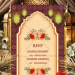Islamic Royal Theme Nikah Invitation Video With Lantern, Gold Accents and Ratijaga, Walima