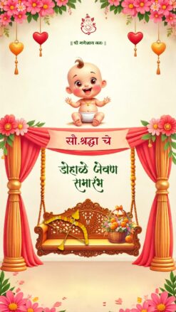 Joyful Jhula Marathi Dohale Jevan Invitation Video with Baby and Swing Theme