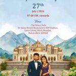 Panoramic Rotating Camera Motion Wedding Invitation Video Minimal Version With Couple Illustration and Reception