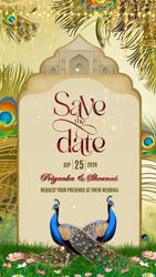 Peacock Theme Indian Save The Date Video with Wedding Bg and Sparkling Lights