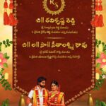 Scroll Telugu Wedding Invitation Video With Traditional Bride-Groom Illustration and Reception