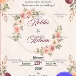 Romantic Floral Themed Islamic Wedding Invitation Card with Soft Watercolor Roses and Elegant Layout for a Joyful Celebration