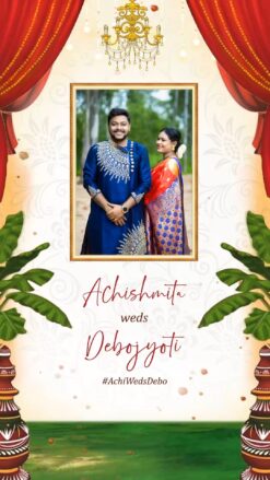 Bengali Caricature Wedding Invitation Video with Add Photo and Haldi, Mehndi, Sangeet, Reception