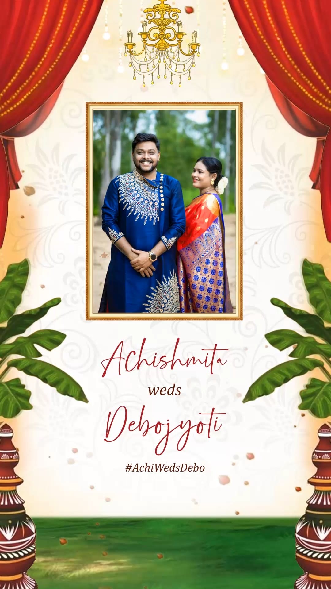 Bengali Caricature Wedding Invitation Video with Add Photo and Haldi, Mehndi, Sangeet, Reception