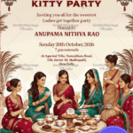 Diwali Girls’ Kitty Party Invitation with Ethnic Festive Hanging Lights on a Soft Cream Background