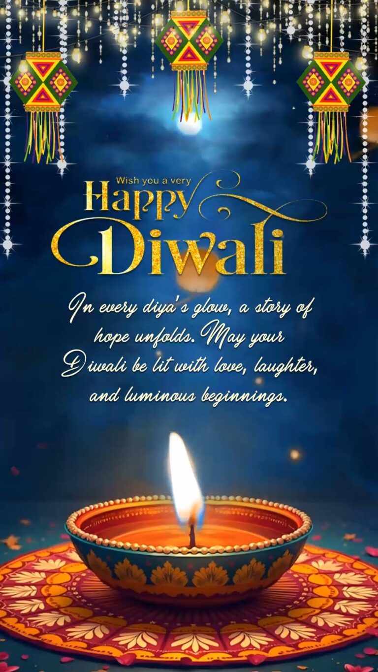 Diwali Invitation Video with Featuring Glowing Earthen Diya, Hanging Lanterns and Sparkling Festive Ornaments