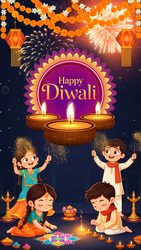 Joyful Kids Diwali Invitation Video with Children Lighting Diyas and Sparkling Fireworks