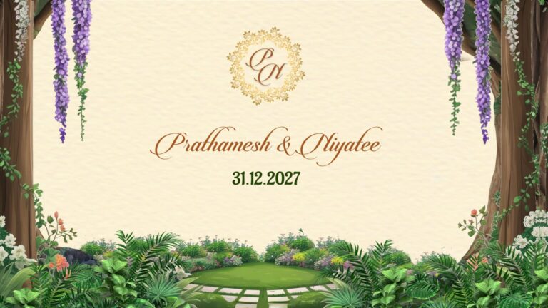 Marathi Wedding Invitation Video with Couple Walking Hand-in-Hand and Mehendi, Shreeman Pujan, Sangeet