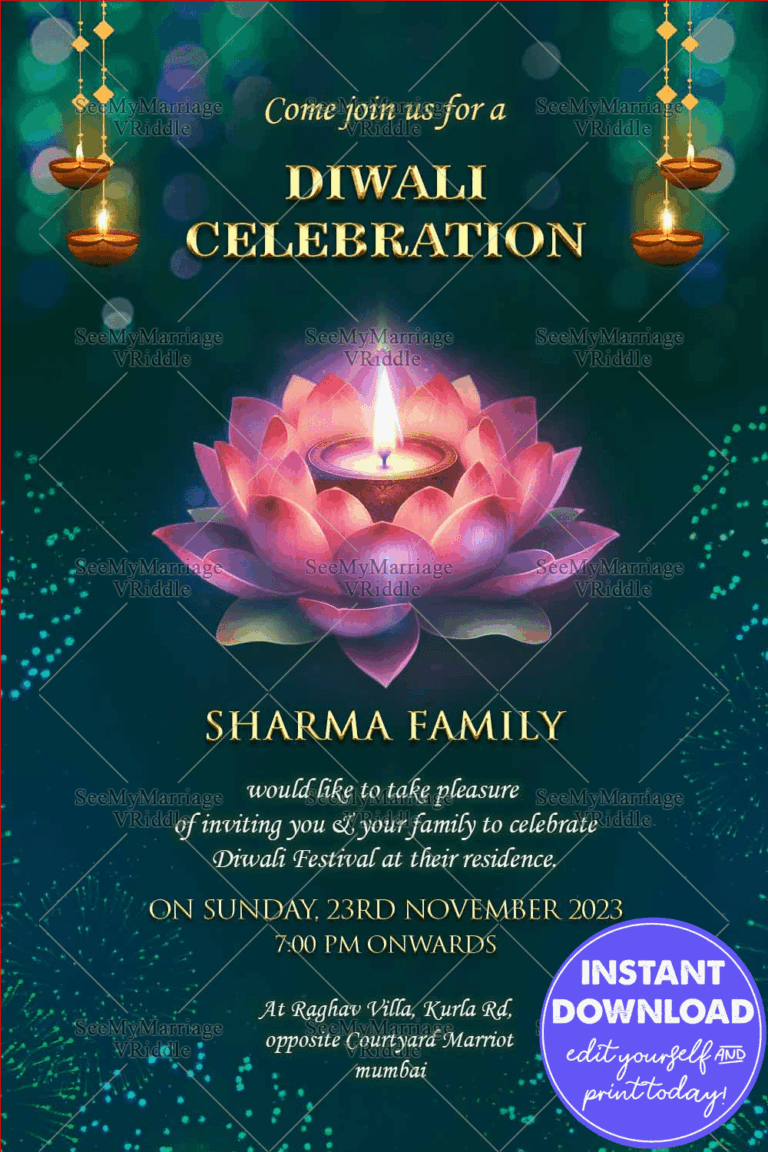 Radiant Green Diwali Greeting Adorned with Traditional Diyas and Floral Elegance