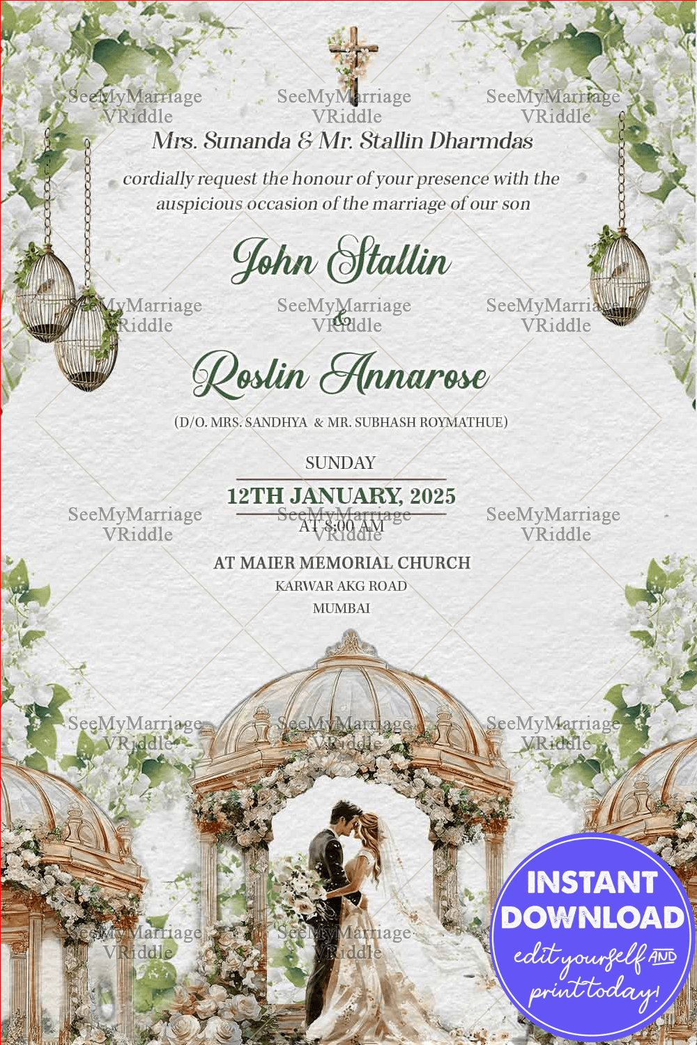 Floral Season Kerala Christian Wedding Invitation Card – SeeMyMarriage