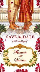 Couple Pose South Indian Wedding Save the Date Video with Elegant Floral and Cultural Accents