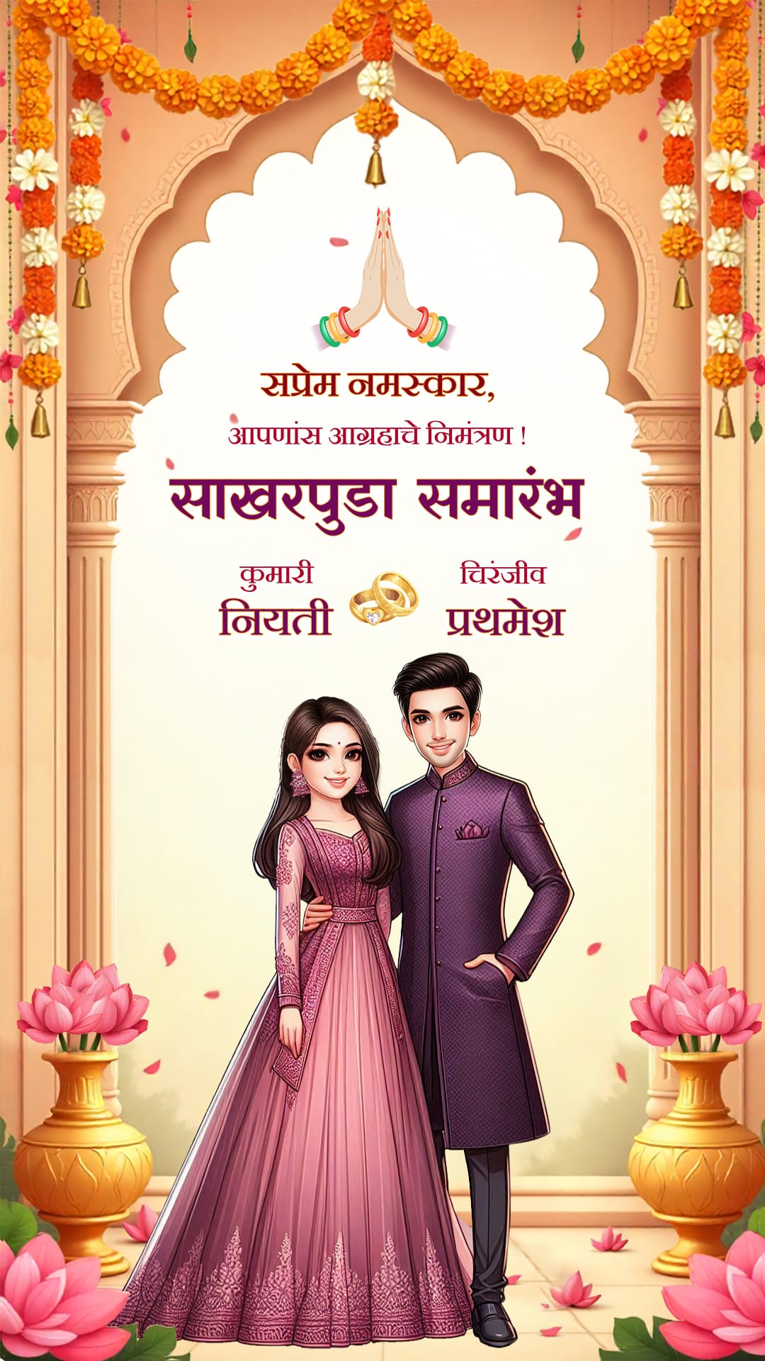 Holding Hands Minimal Version Marathi Sakharpuda Ceremony Video with Rose Floral Accents