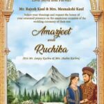 Kashmiri Wedding Invitation Video with Couple Illustration, Shikara Backdrop and Maenz Raat, Reception
