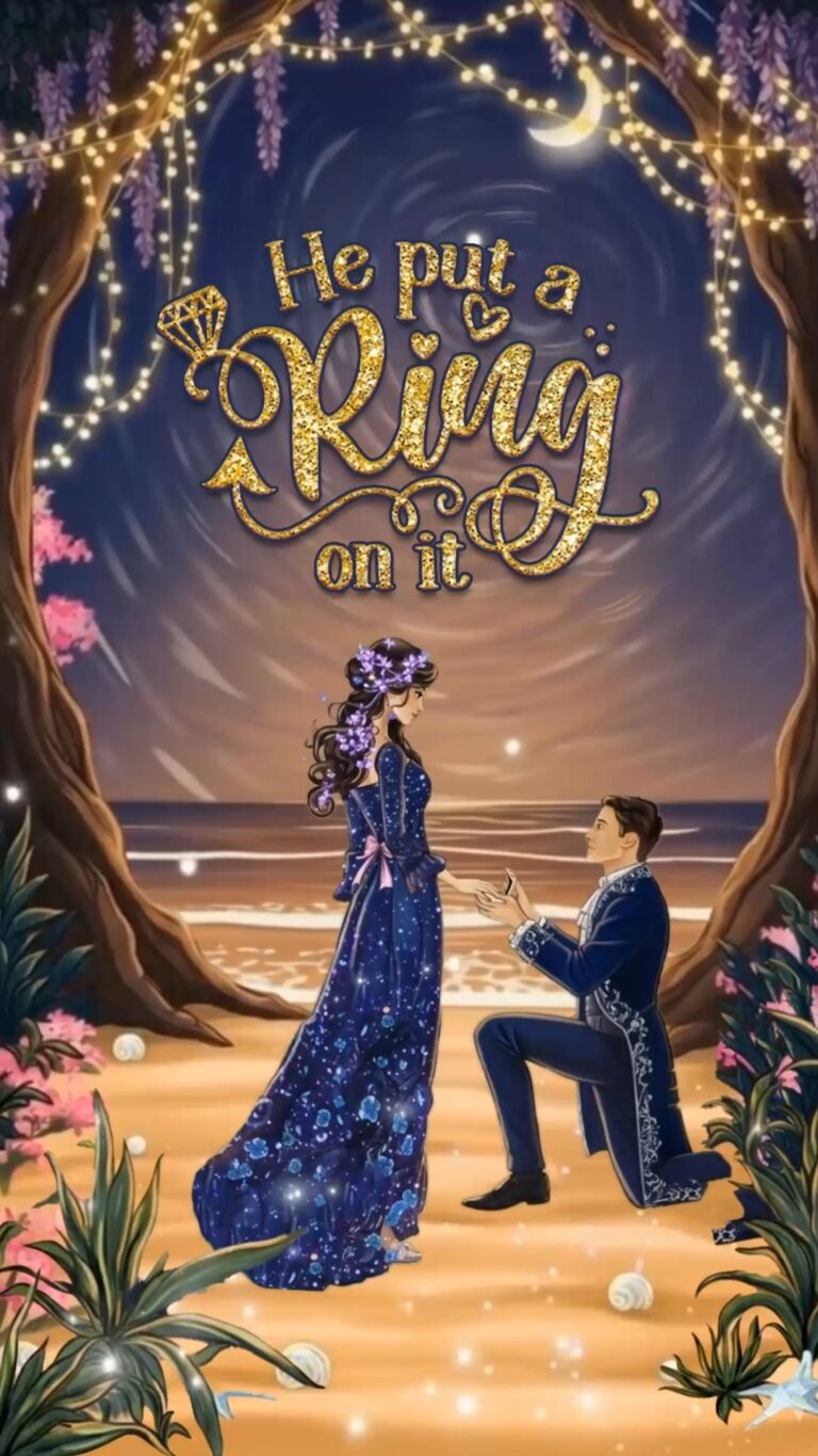 Magical Beach Theme Engagement Proposal Invitation Video with Illustrated Couple in Sparkling Attire