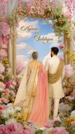 Pastel Blooming Garden Islamic Wedding Invitation Video with Butterfly and Couple in Traditional Attire