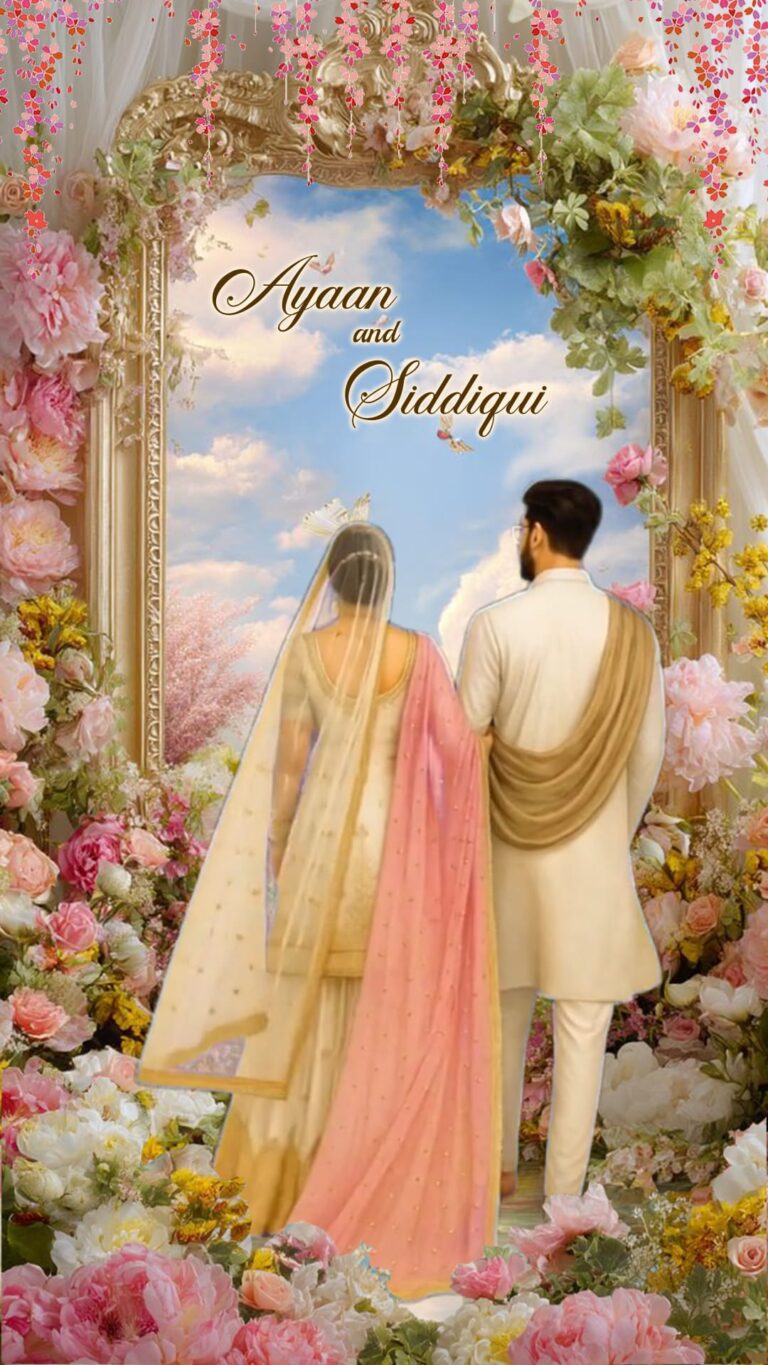 Pastel Blooming Garden Islamic Wedding Invitation Video with Butterfly and Couple in Traditional Attire