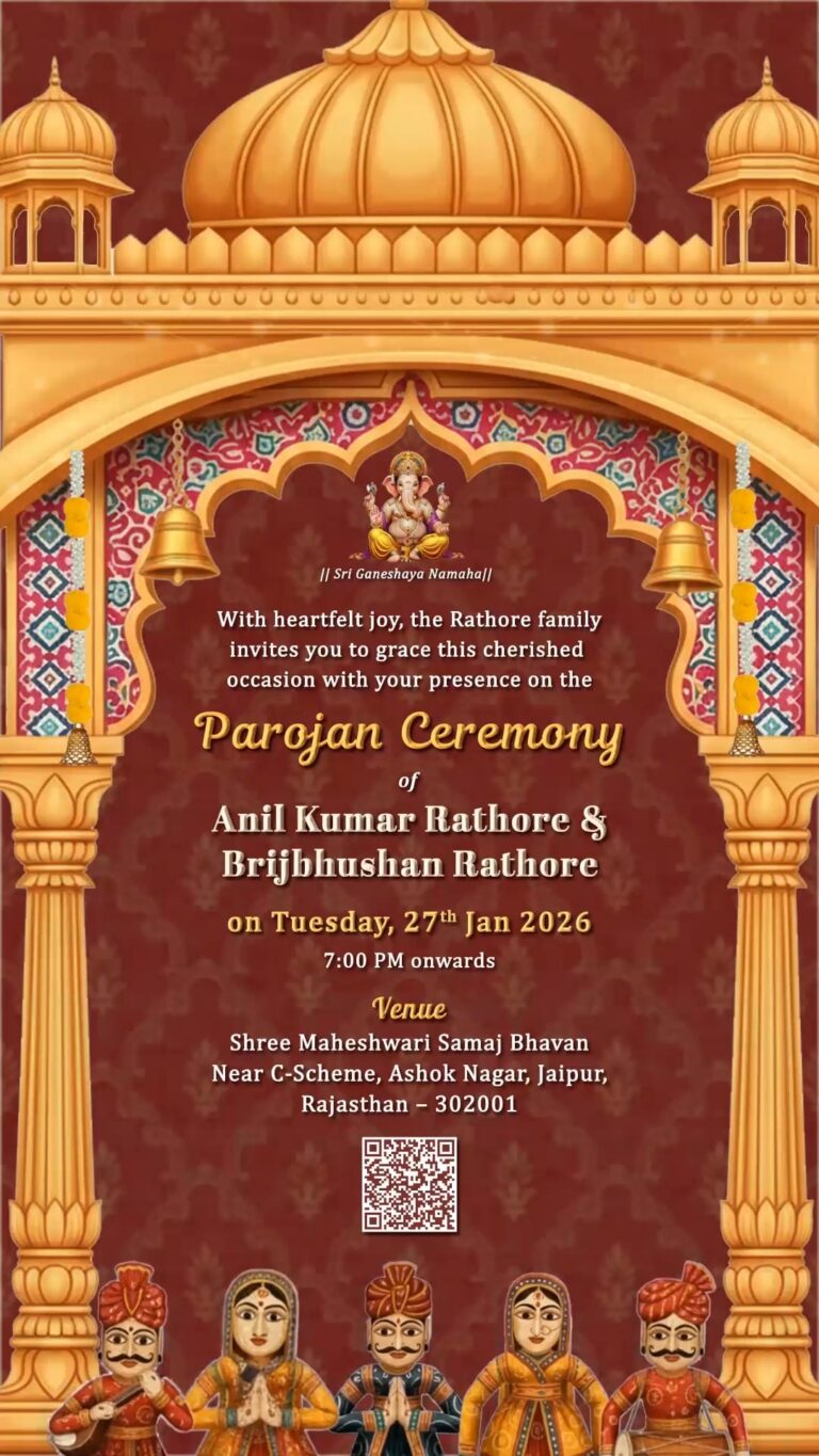 Puppet Toy Parojan Ceremony Invitationn Video with Traditional Rajasthani Themed and Palace BG