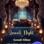 Qawali Night Invitation with Royal Indo-Islamic Décor and Musical Ambiance