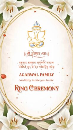 White Lily Ring Ceremony Invitation Video with Add photo