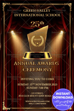 Golden Spotlight Awards Night Invitation with luxurious Stage Theme