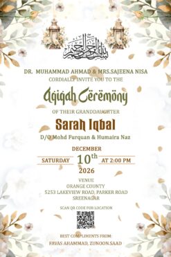 Islamic Traditions Aqiqah Ceremony Video with White Theme and Soft Botanical Elements to Celebrate a Blessed Family Milestone