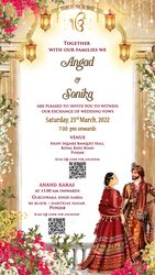 Sikh Wedding Invitation Video with Couple and Anand Karaj Ceremony Details