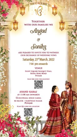 Sikh Wedding Invitation Video with Couple and Anand Karaj Ceremony Details