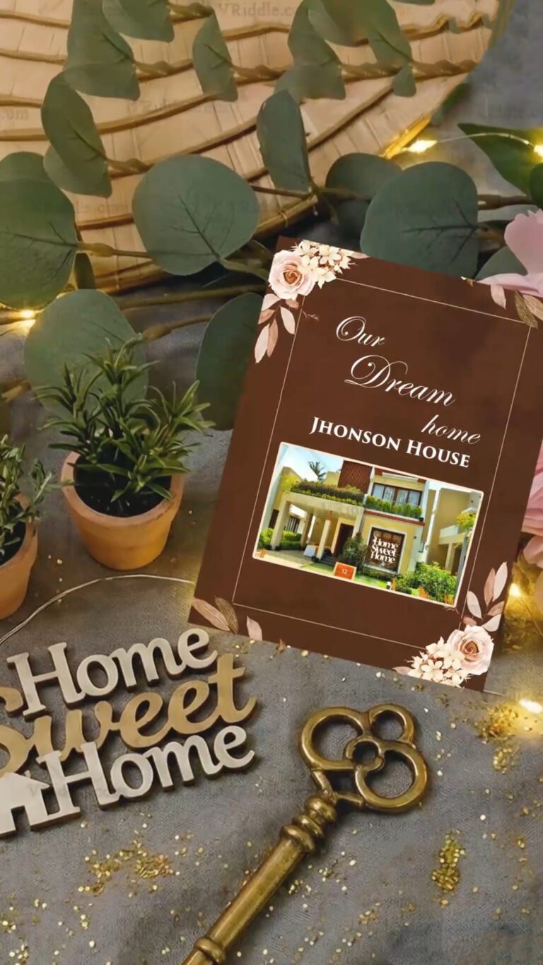 3D Brown Housewarming Invitation Video with Add Photo and Greenery Accents